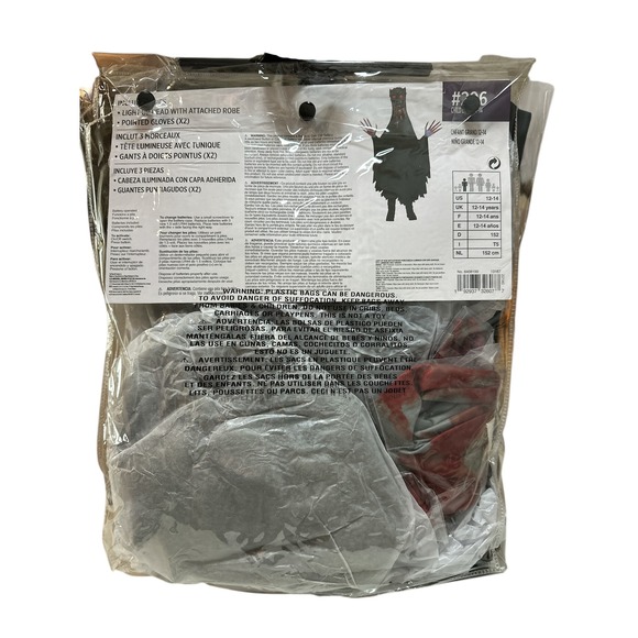 Illusion Ghoul Halloween Costume Child Lg 12-14 Eyes Light Up Adds 9" Height NWT - Picture 3 of 4